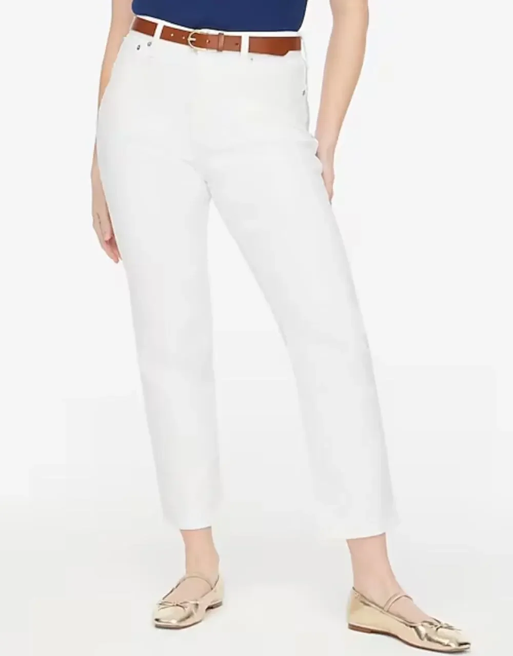 J.Crew Curvy Essential Straight Jeans WMNS 28 White Denim All Day Stretch Ankle